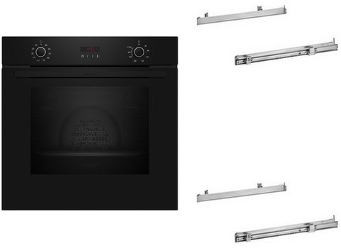 BMK120KP Einbaubackofen bestehend aus B2CCG6AK3+Z11TI15X0+Z11TI15X0 schwarz, 71 l, Pizza-Stufe, schnelles Vorheizen, pyrolytische Selbstreinigung