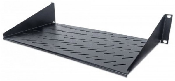 Fachboden 2HE (483x250 mm) schwarz bis 25 kg, Frontmontage