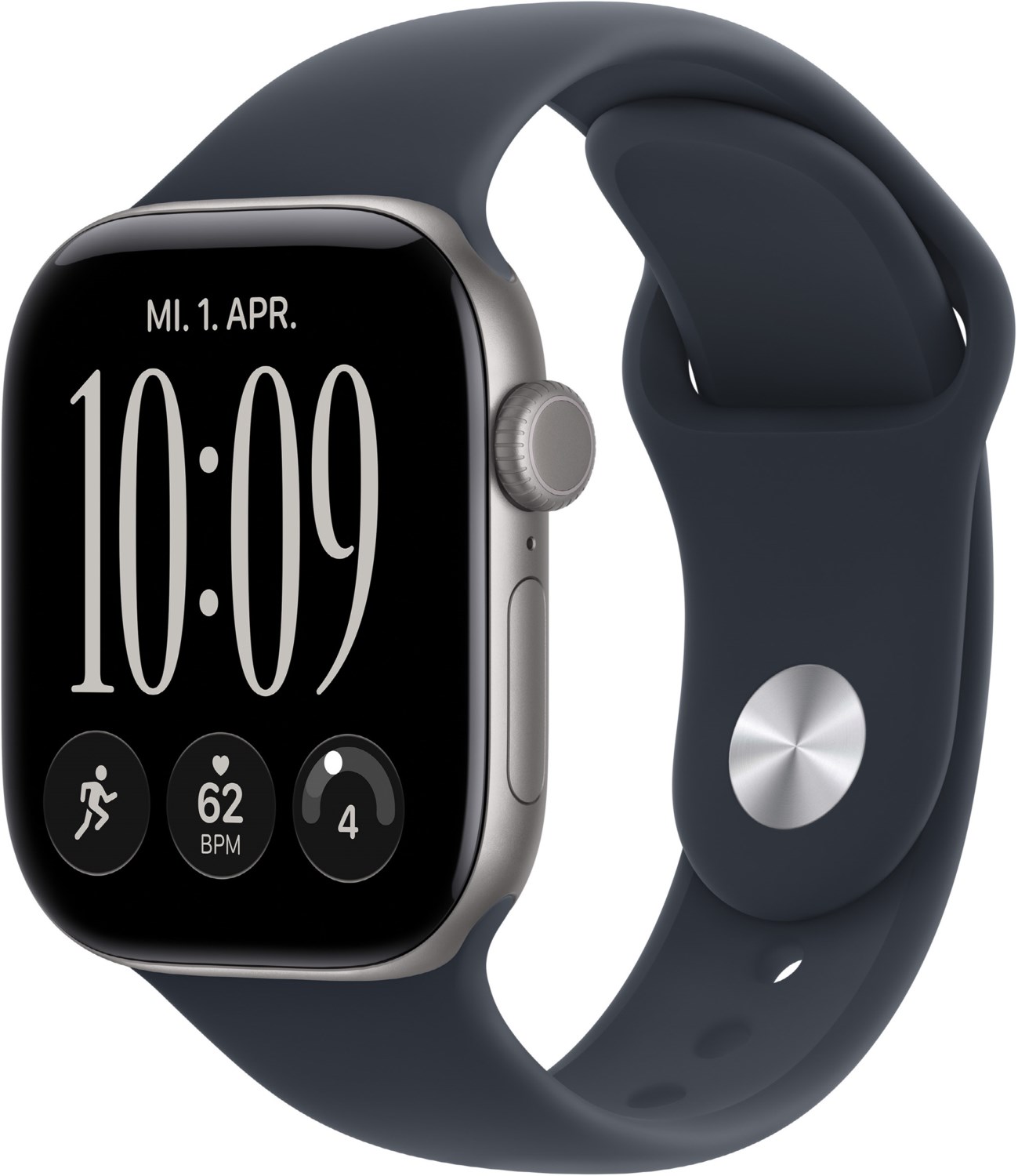 Apple Watch Series 12 (42mm) GPS Smartwatch Alu mit Sportarmband M/L spacegrau/navyblau