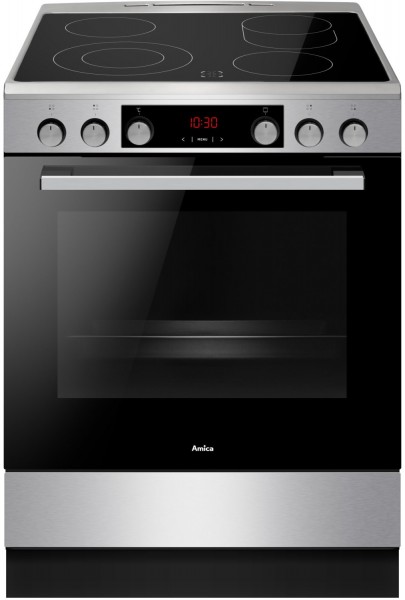 SHCX 913 110 E Elektroherd mit Glaskeramikfeld edelstahl, 77 l, Pizza-Stufe, schnelles Vorheizen, 60 cm breit, A, 4 Kochzonen