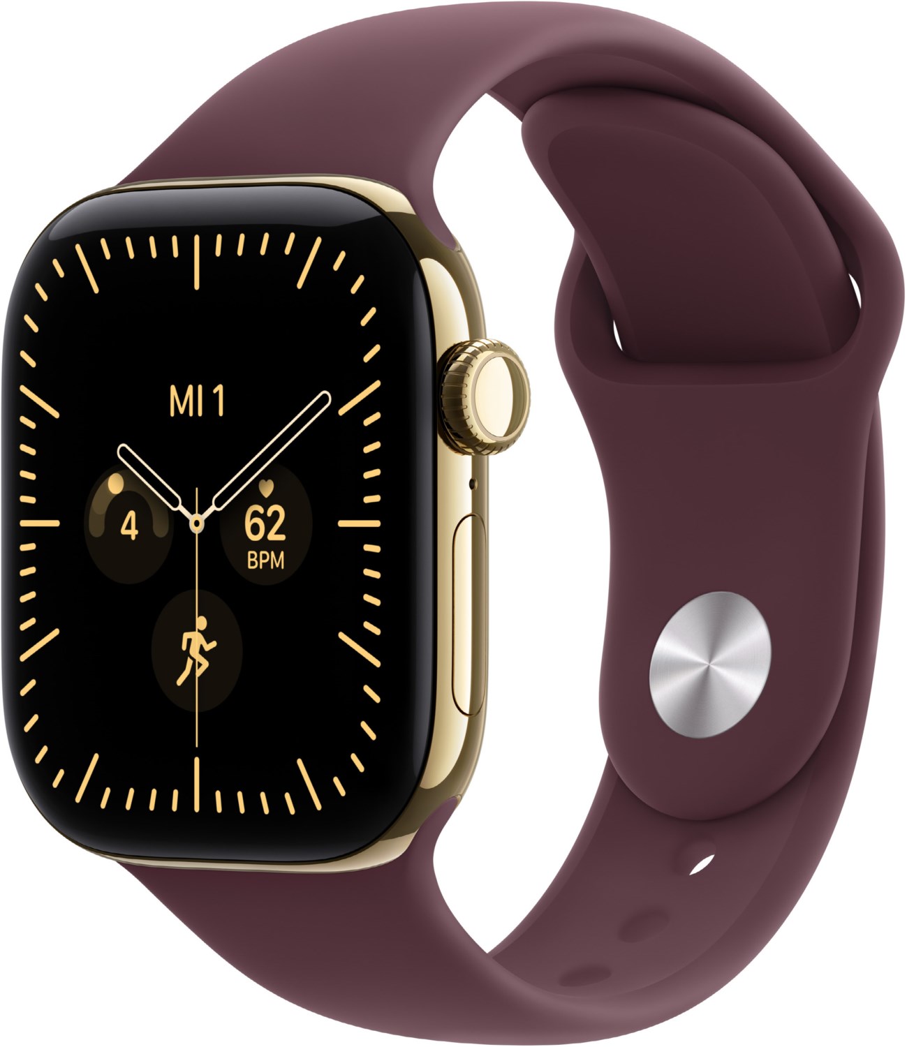 Apple Watch Series 12 (42mm) GPS+5G Smartwatch Titan mit Sportarmband S/M brilliantgold/burgunder
