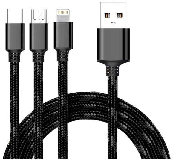 USB 2.0 Daten-/Ladek. 3in1 (1,25m) USB-Micro B / USB Typ C / Lightning schwarz