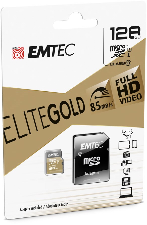 microSDXC UHS I EliteGold (128GB) Speicherkarte mit Adapter