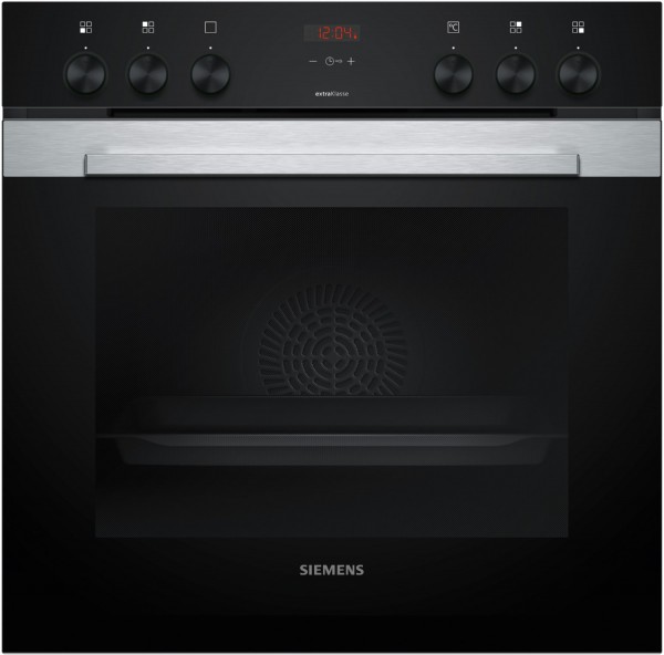 HD314A0S3 Einbau Elektro-Herd edelstahl, 71 l, Pizza-Stufe, schnelles Vorheizen, 59,4 cm breit, A+, iQ300