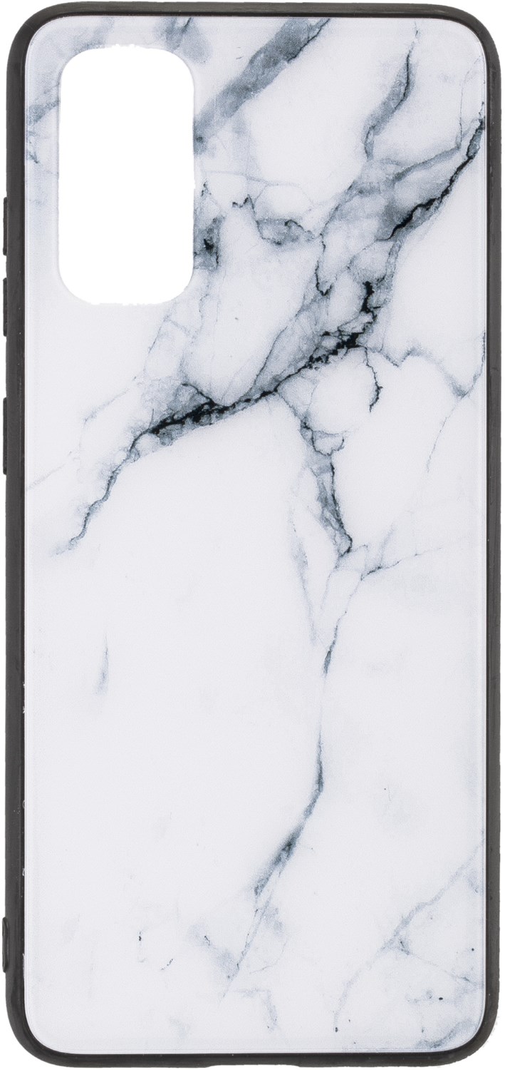 Glas Back Cover Marble für Galaxy S22+ weiß