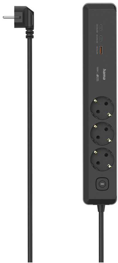 Image of 3fach Steckdosenleiste (1,4m) USB-C/A grau/schwarz