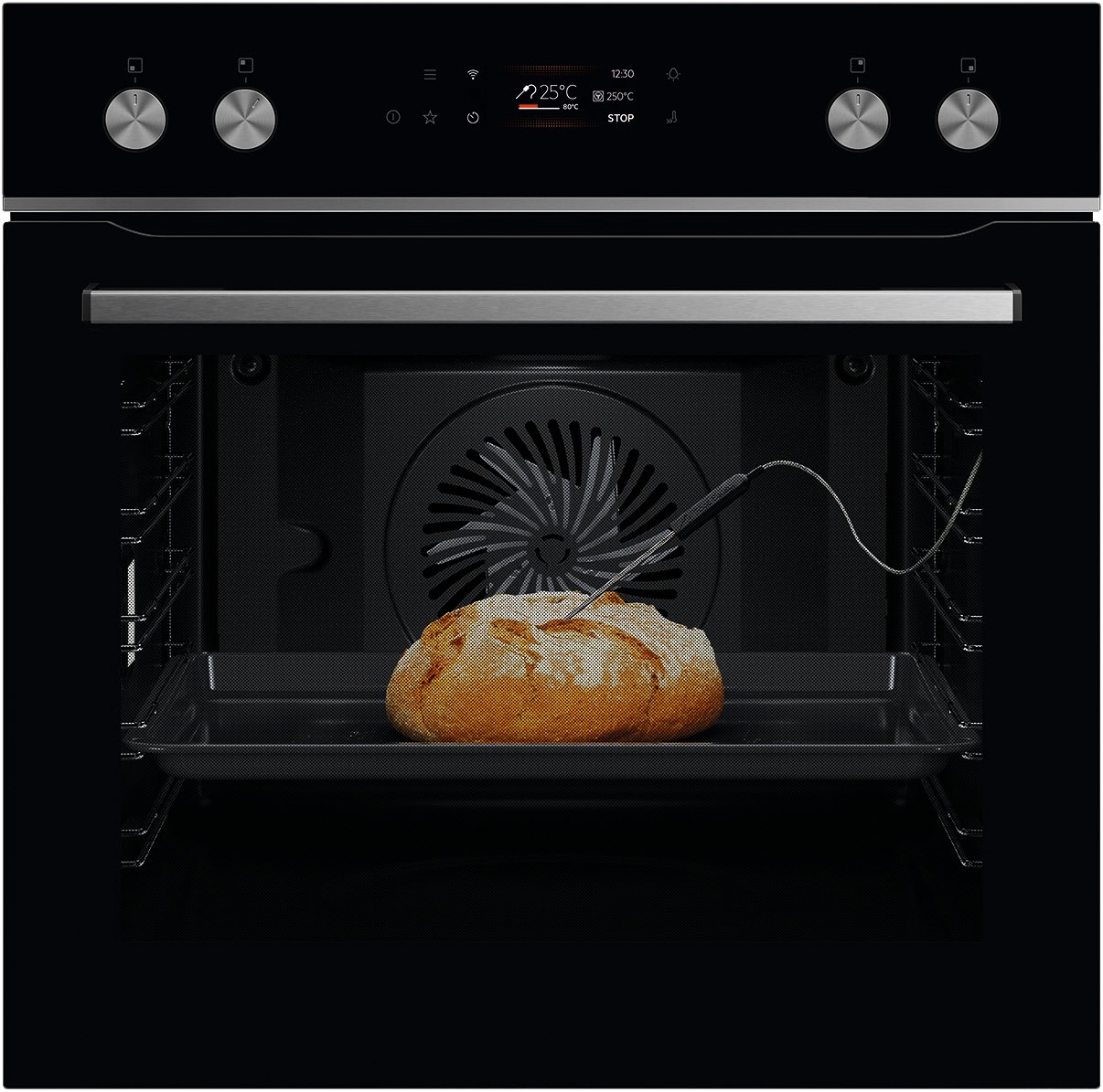 OE7P621AB Einbau Elektro-Herd schwarz, 71 l, Pizza-Stufe, schnelles Vorheizen, Heißluftgrill, Hefeteig-Gärstufe, Brotback-Stufe, 59,5 cm breit, A++