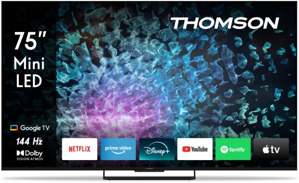 75MG7C15 189 cm (75") Mini LED-TV schwarz, 4K Ultra HD, Smart-TV, HDR-Wiedergabe, 144 Hz, DVB-T2/DVB-C/DVB-S2, Sprachsteuerung