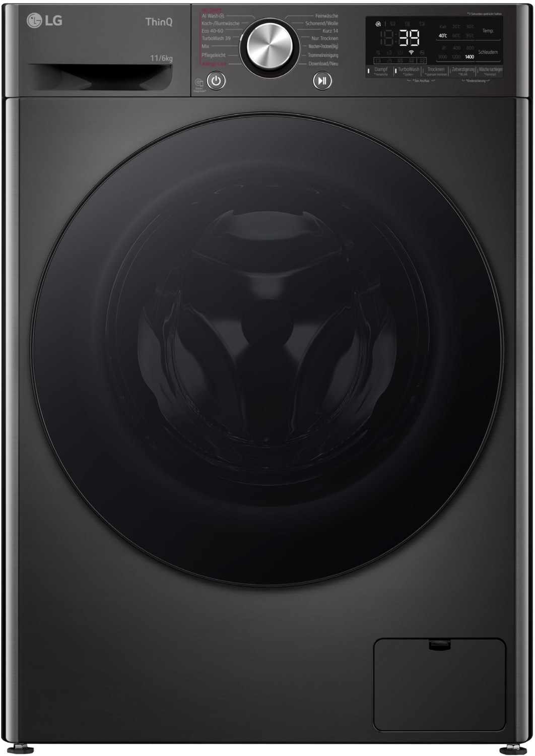 LG W4WR70E6YB Stand-Waschtrockner schwarz