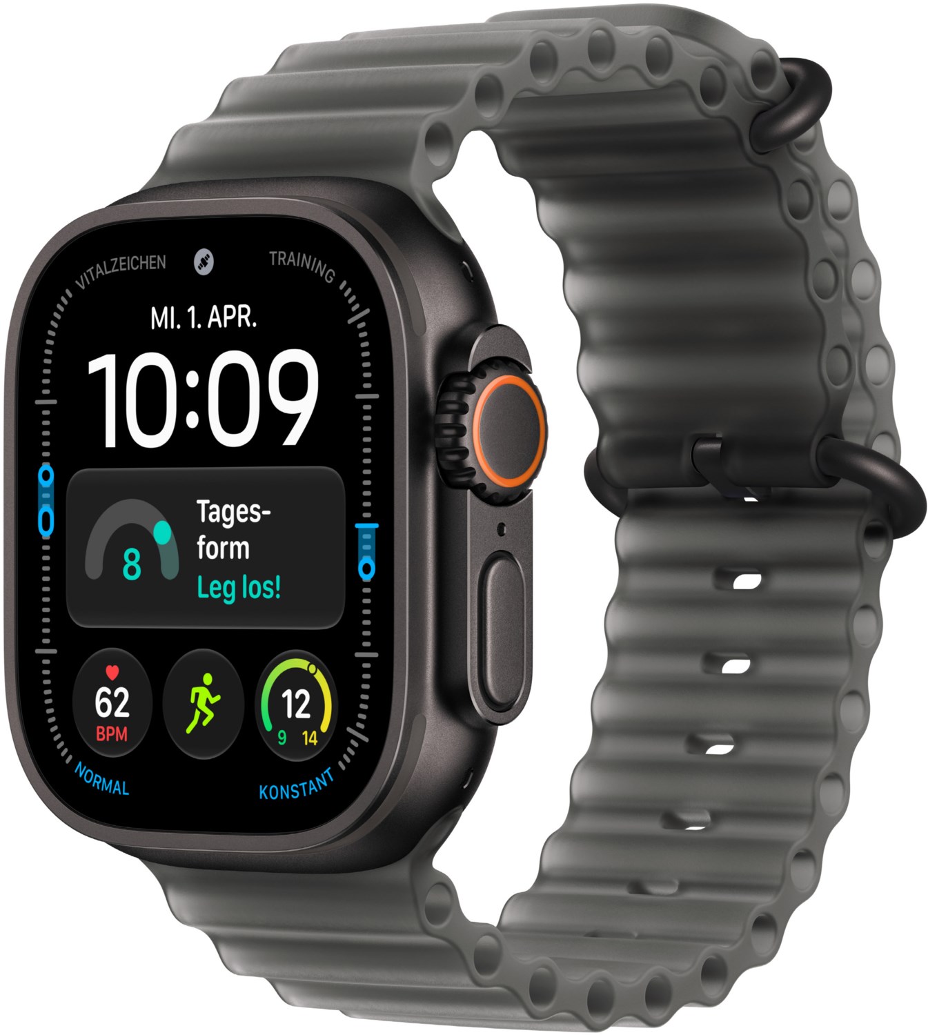 Apple Watch Ultra 4 (49mm) GPS+5G Smartwatch Titan mit Ocean Armband halbtransparent schwarz