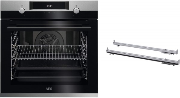 BO424E Einbaubackofen bestehend aus BEE43502BM + TR1LV edelstahl/cleansteel, 72 l, Pizza-Stufe, Heißluftgrill, 59,4 cm breit, A+