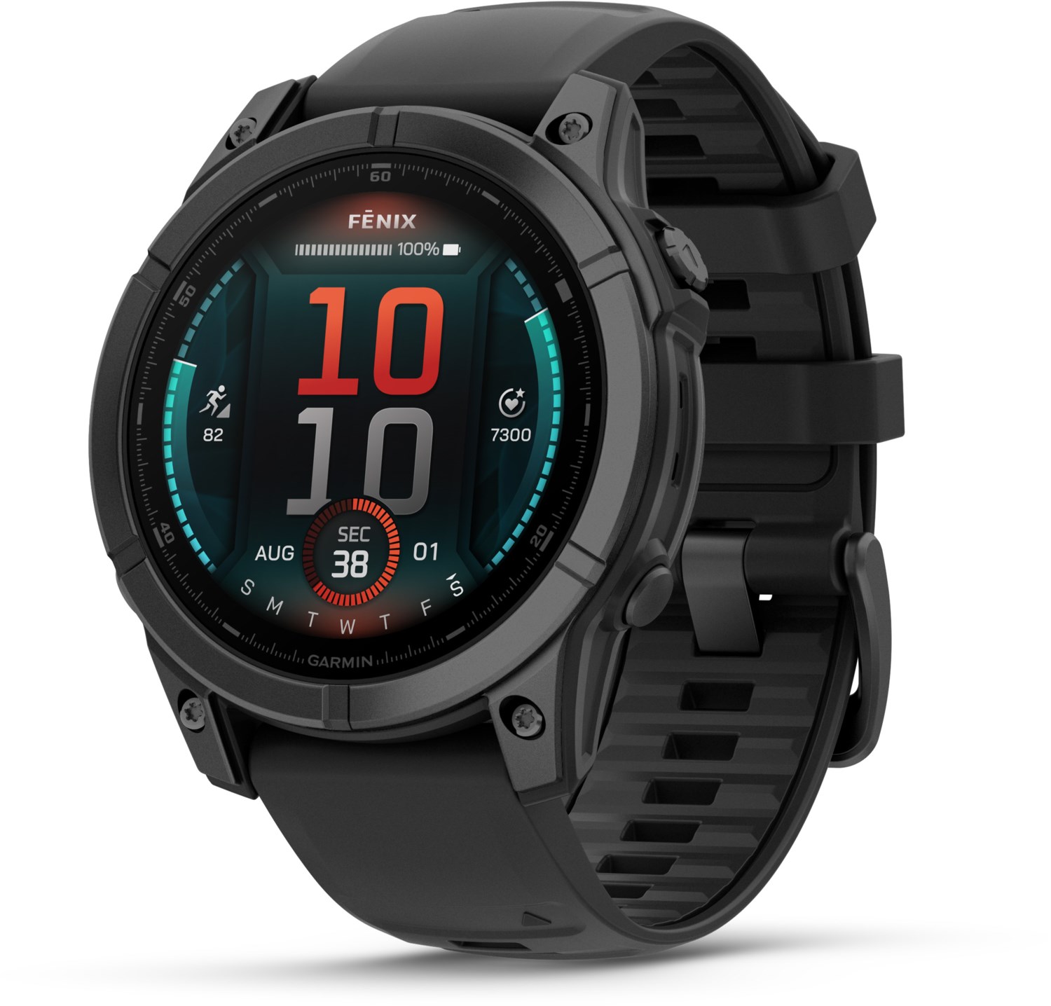 fenix E (47mm) Smartwatch mit QuickFit-Silikon-Armband (22mm) schwarz/silber