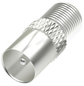 SAT-Adapter F-Kupplung>Koax-Stecker silber