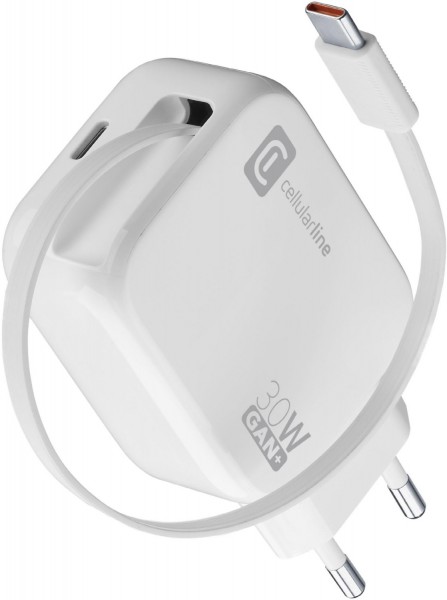 Retractable USB-C Lader GaN (30W) weiß