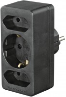 Steckdosenadapter 3-fach 1x Schutzkontakt, 2x Euro schwarz