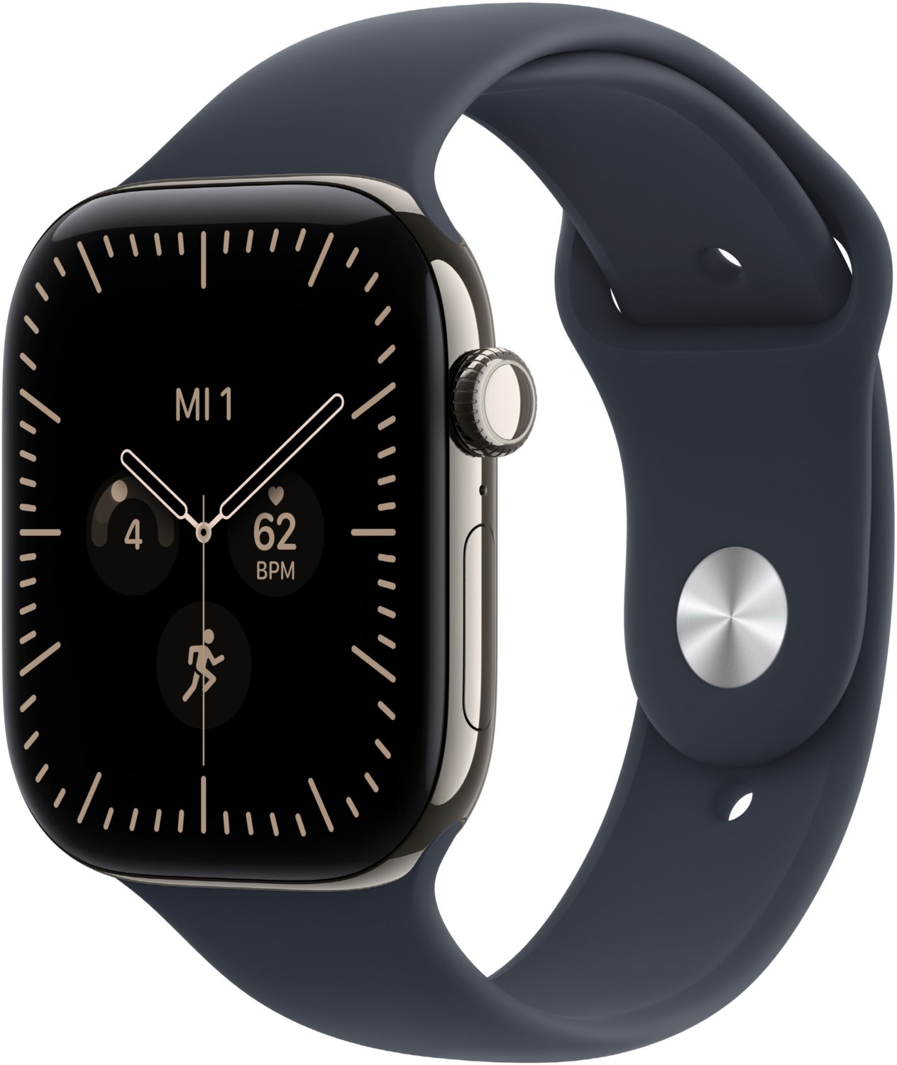 Apple Watch Series 12 (46mm) GPS+5G Smartwatch Titan mit Sportarmband M/L natur/navyblau