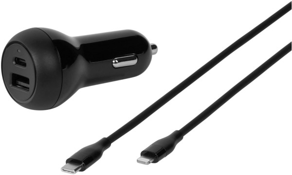 Dual Ladegerät USB/USB Type-C (32W) inkl. USB-C>Lightning Kabel (1,2m) schwarz