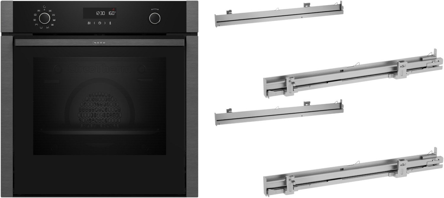 BMK320KP Einbaubackofen bestehend aus B6ACH7AG3+Z1608BX0+Z1608BX0 graphit, 71 l, Pizza-Stufe, schnelles Vorheizen, Brotback-Stufe