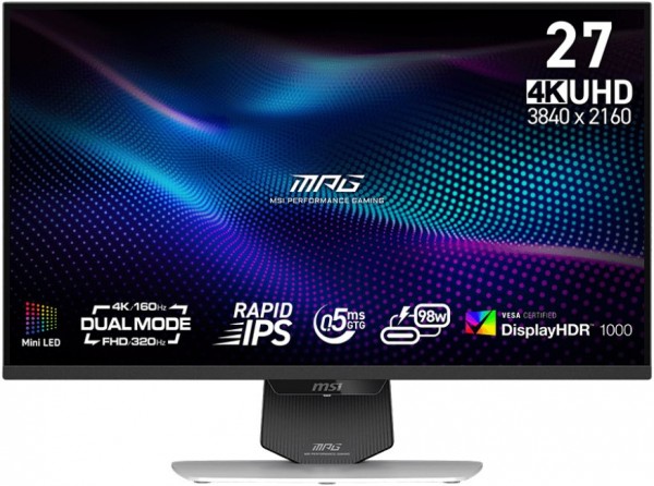 MPG 274URDFWDE E16M 69 cm (27") Mini-LED Gaming Monitor weiß, Widescreen 4K UHD (3840x2160), 0,5 ms Reaktionszeit