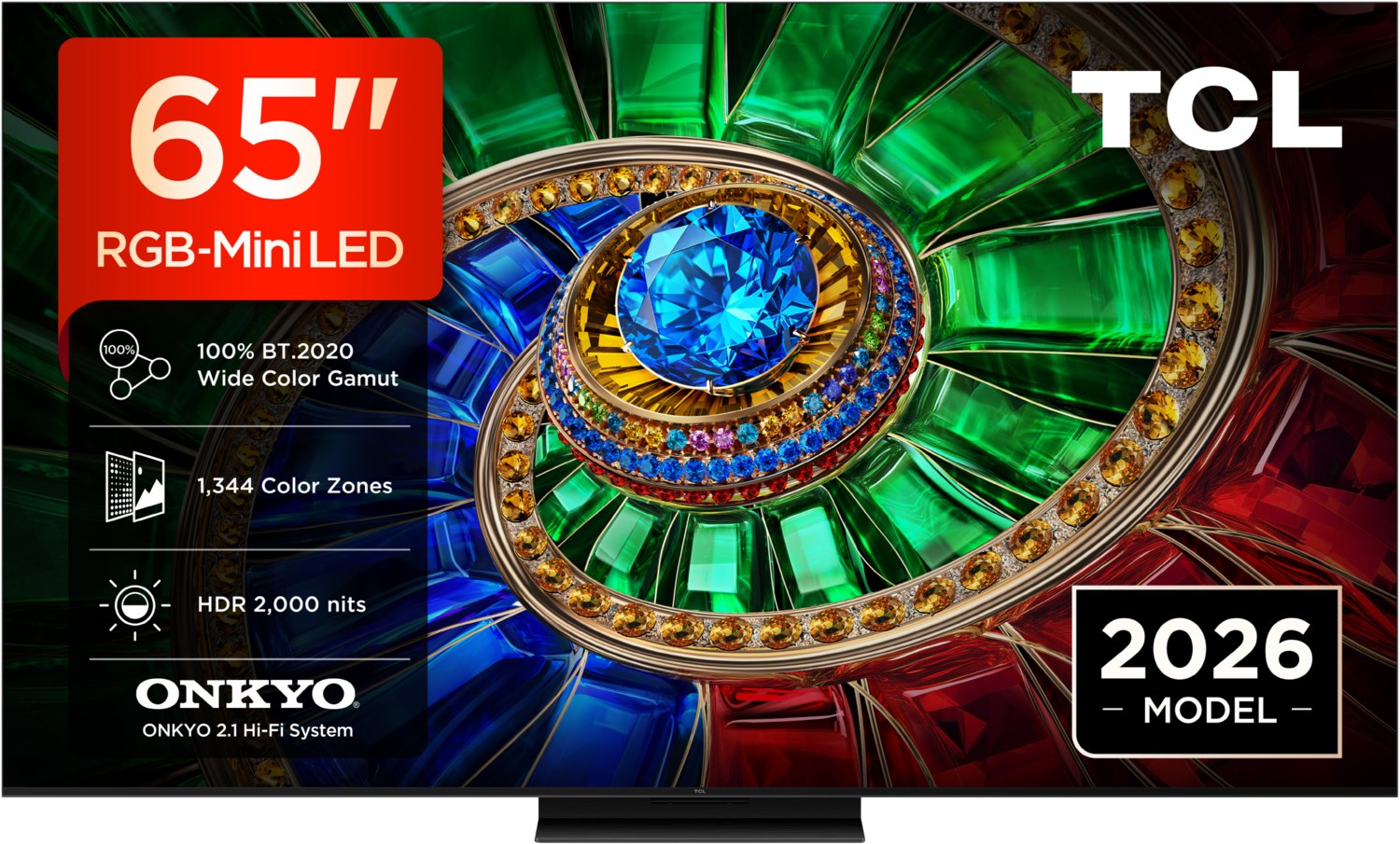 TCL 65RM7LX1 Mini-LED-Fernseher (164 cm/65 Zoll, 4K Ultra HD, Google TV, 288Hz, Apple Airplay 2, 2.000 nits HDR, 100 % BT.2020, ONKYO 2.1)