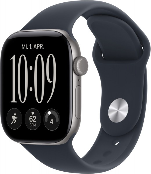 Apple Watch Series 12 (42mm) GPS+5G Smartwatch Alu mit Sportarmband M/L space grau/navyblau