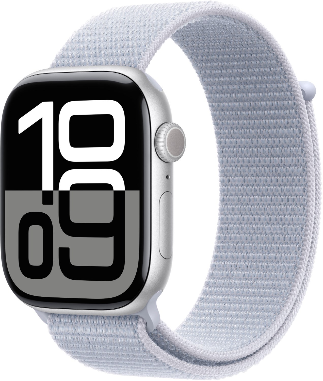 Image of Apple Watch Series 10 (46mm) GPS Aluminium mit Sport Loop silber/blaue wolke