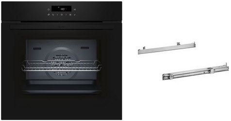 BLE110EAP Einbaubackofen bestehend aus B2CCJ7AK3 + Z11TI15X0 schwarz, 71 l, Pizza-Stufe, schnelles Vorheizen, 59,4 cm breit, A+