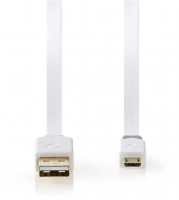 CCBP60500WT10 USB 2.0 Kabel (1m) weiß A-Stecker>Micro-B-Stecker, flach