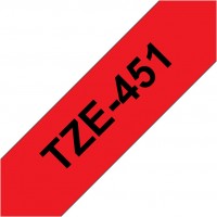 TZE-451 Schriftband lamin. (24mm) rot/schwarz