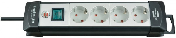 Premium-Line Steckdosenleiste 4-fach (5m) mit Schalter schwarz/grau