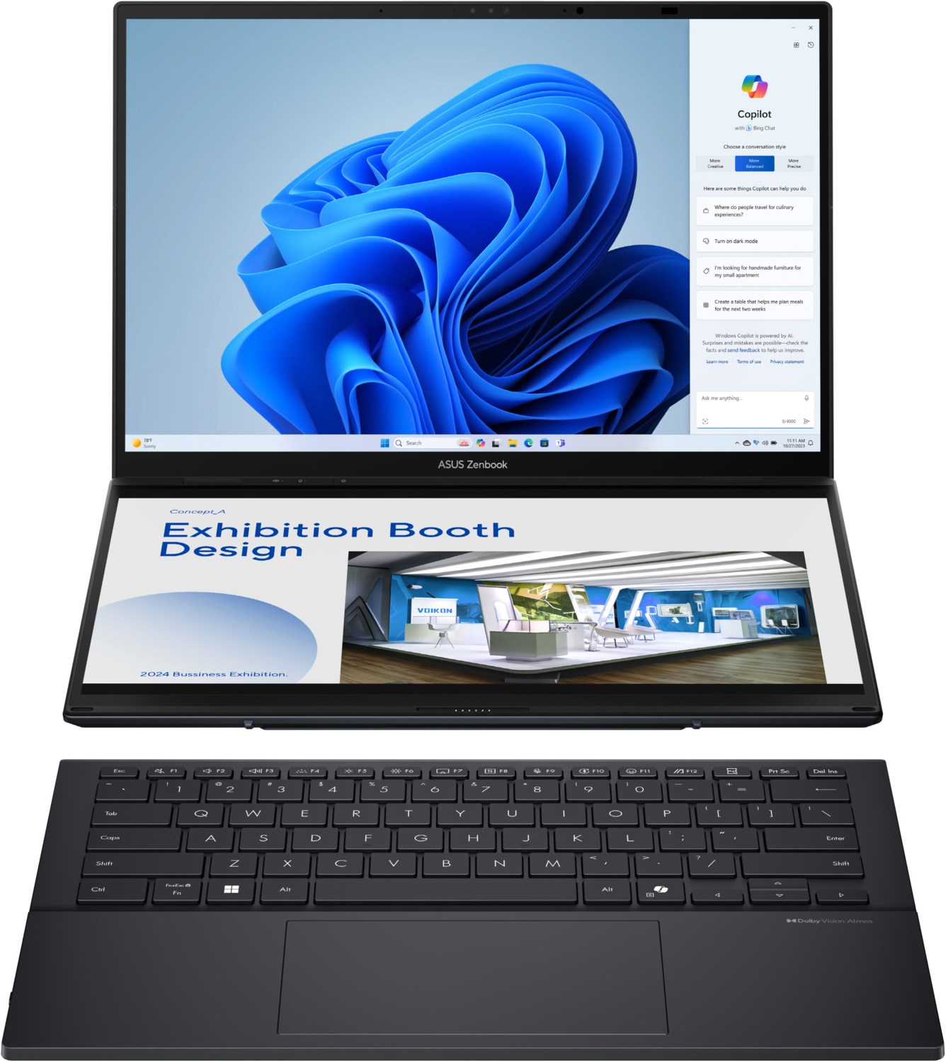 Image of Zenbook Duo UX8406CA-QL203X 35,56 cm (14") 2 in 1 Detachable-Notebook inkwell gray
