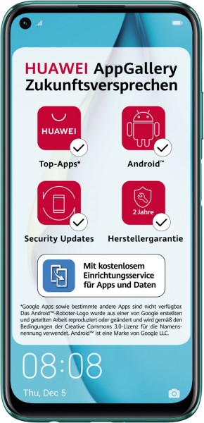 P40 lite Smartphone crush green, 128 GB Speicher, 6 GB RAM, 48 MP Kamera, 6,4 Zoll Display, LTE, Android, grün