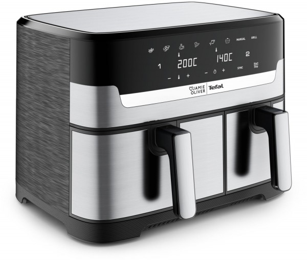 EY90JDE Dual Easy Fry &amp; Grill Heißluft-Fritteuse edelstahl