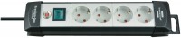 Premium-Line Steckdosenleiste 4-fach (5m) mit Schalter schwarz/grau