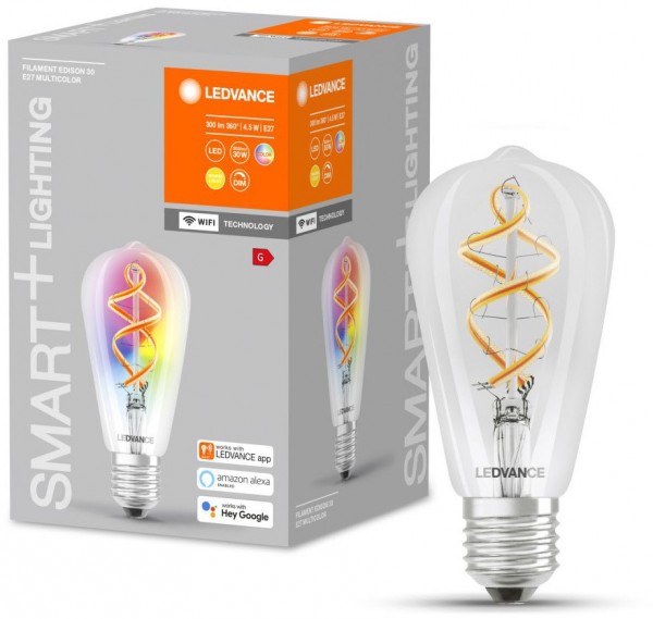 Smartes LED-Filament 4,5W, E27 silber