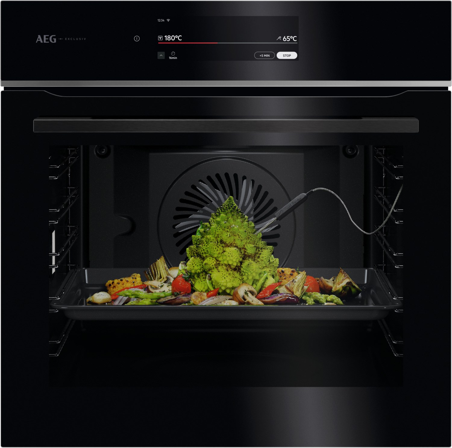 TT9PB83FAB Einbaubackofen schwarz, 71 l, Pizza-Stufe, Dörren, schnelles Vorheizen, Heißluftgrill, Hefeteig-Gärstufe, Brotback-Stufe, WLAN