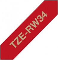 TZe-RW34 (12mm) Schriftband weinrot/gold