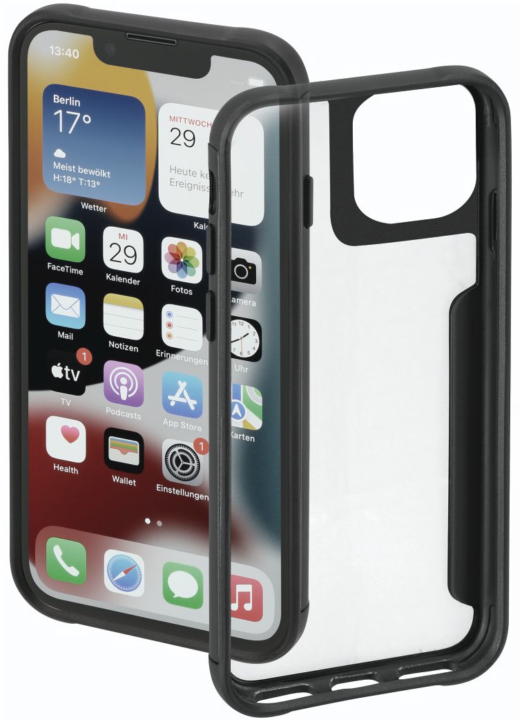 Metallic Frame Cover für iPhone 14 Plus schwarz/transparent