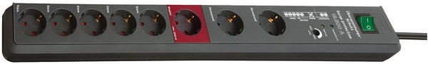 Secure-Tec Steckdosenleiste 8-fach (3m) mit Schalter grau