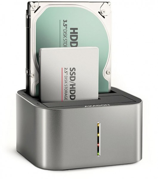 USB>2,5"/3,5" Clone Dual HDD Dock aluminium