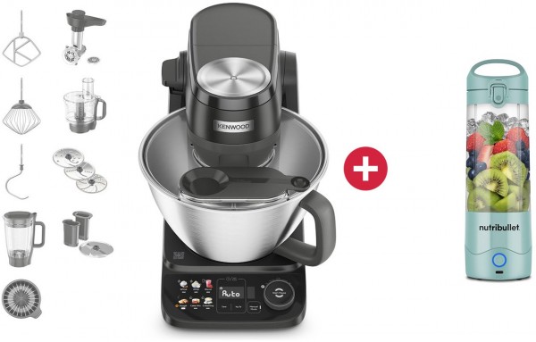 KHC40.080BK SmartTouch Küchenmaschine schwarz + Dein Geschenk: nutribullet NBP003LBL Smoothie Maker hellblau