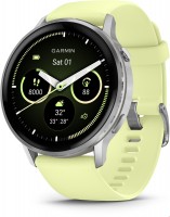 Venu® 4 (45mm) Fitness-Smartwatch mit Silikon-Armband (22mm) grau/silber/zitrone