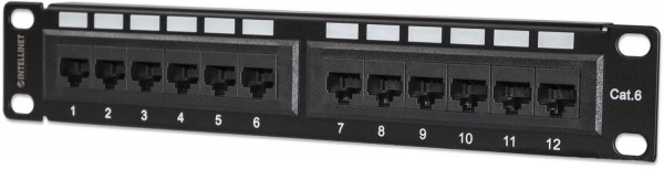 Patchpanel 10" 1HE 12-Port Cat6 UTP schwarz