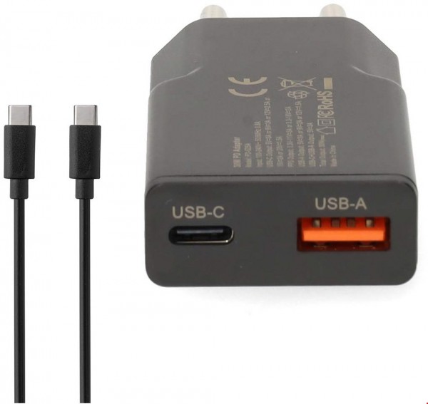 WCHA30BKUC GaN Netzladegerät (30W) USB, USB-C inkl. USB-C Kabel (1,5m) schwarz