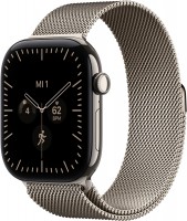 Apple Watch Series 12 (46mm) GPS+5G Smartwatch Titan mit Milanaise Armband S/M natur/natur
