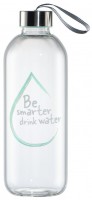 Glasflasche (1l) mit Schutzhülle und Schlaufe transparent
