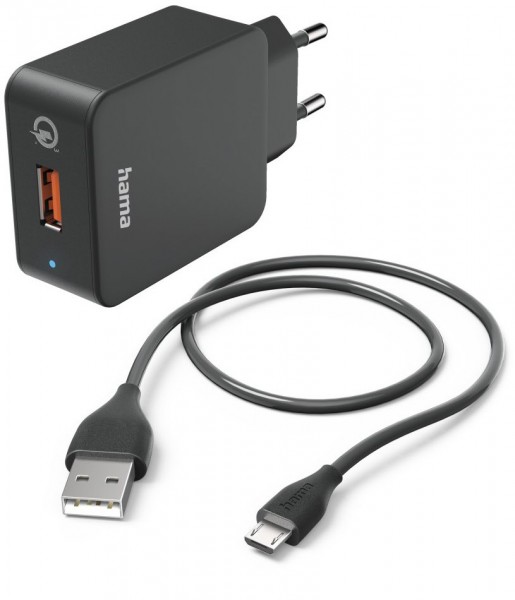 Schnellladegerät (19,5W) mit Micro-USB-Ladekabel (1,5m) schwarz