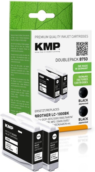 B75D (2x 500 S.) Tinten-Doublepack ersetzt 2x LC-1000BK, LC-51BK schwarz
