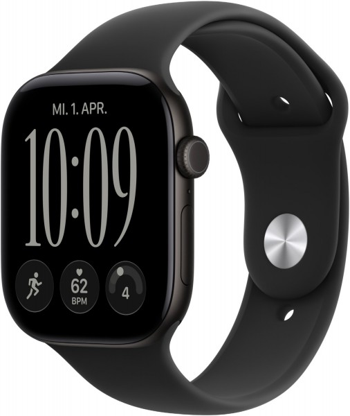 Apple Watch Series 12 (46mm) GPS Smartwatch Alu mit Sportarmband M/L schwarz/schwarz