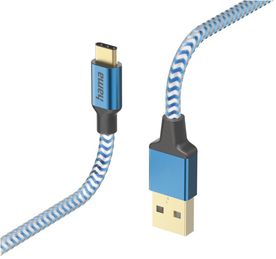 Ladekabel Reflective (1,5m) USB-A>USB-C blau